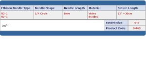 J & J Healthcare Systems  J446G Absorbable Suture with Needle Coated Vicryl Polyglactin 910 RD-1 1/4 Circle Center Point Spatula Needle Size 6 - 0 Braided