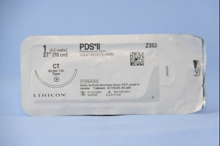 J & J Healthcare Systems  Z353H Absorbable Suture with Needle PDS II Polydioxanone CT 1/2 Circle Taper Point Needle Size 1 Monofilament