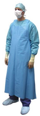 Aspen Surgical Products 8571 Cystoscopy Apron Precept One Size Fits Most Bib Style Blue Disposable