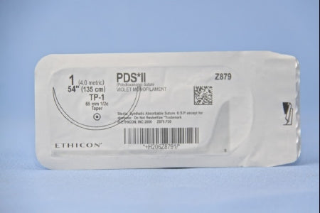 J & J Healthcare Systems  Z879G Absorbable Suture with Needle PDS II Polydioxanone TP-1 1/2 Circle Taper Point Needle Size 1 Monofilament