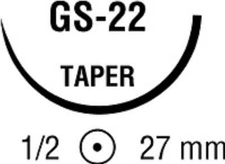 Covidien  88863259-62 Nonabsorbable Suture with Needle Ti-Cron Polyester GS -22 1/2 Circle Taper Point Needle Size 0 Braided