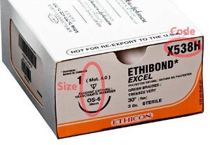 J & J Healthcare Systems  X538H Nonabsorbable Suture with Needle Ethibond Polyester OS-6 1/2 Circle Reverse Cutting Needle Size 1 Braided