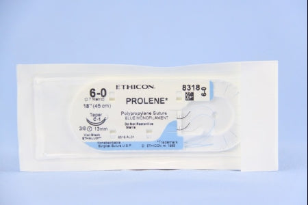 J & J Healthcare Systems  8318H Nonabsorbable Suture with Needle Prolene Polypropylene C-1 3/8 Circle Taper Point Needle Size 6 - 0 Monofilament