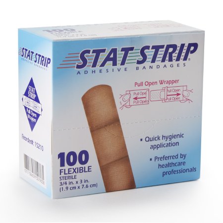 Dukal  15210 Adhesive Strip American White Cross Stat Strip 3/4 X 3 Inch Fabric Rectangle Tan Sterile