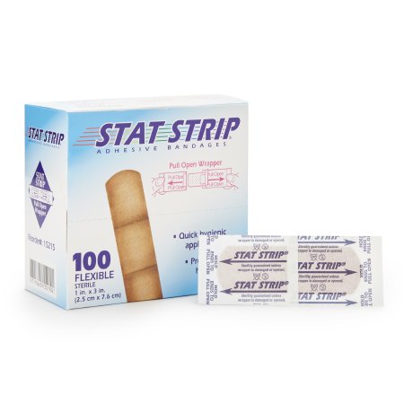 Dukal  15215 Adhesive Strip American White Cross Stat Strip 1 X 3 Inch Fabric Rectangle Tan Sterile