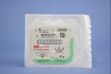 J & J Healthcare Systems  C545D Nonabsorbable Suture with Needle Nurolon Nylon MO-6 1/2 Circle Taper Point Needle Size 0 Braided