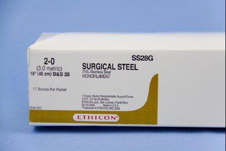 J & J Healthcare Systems  SS28G Nonabsorbable Suture without Needle SUTUPAK Stainless Steel Size 2-0