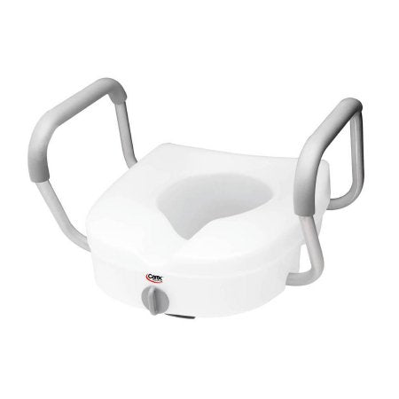 Apex-Carex Healthcare  FGB311C0 0000 Raised Toilet Seat with Arms E-Z Lock 5 Inch Height White 300 lbs. Weight Capacity