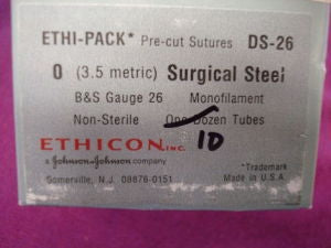 J & J Healthcare Systems  DS20 Nonabsorbable Suture without Needle ETHI-PACK Stainless Steel 20 Gauge