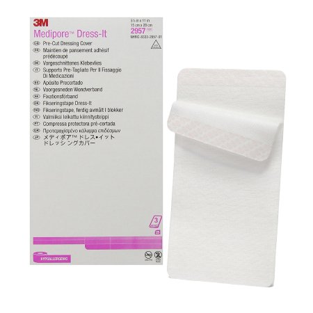 3M  2957 Dressing Retention Tape with Liner 3M Medipore Dress-It White 5-7/8 X 11 Inch Soft Cloth NonSterile