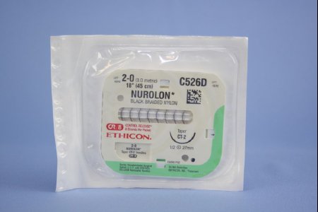 J & J Healthcare Systems  C526D Nonabsorbable Suture with Needle Nurolon Nylon CT-2 1/2 Circle Taper Point Needle Size 2 - 0 Braided