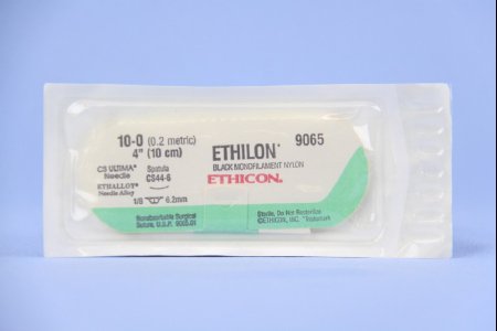 J & J Healthcare Systems  9065G Nonabsorbable Suture with Needle Ethilon Nylon CS44-6 1/8 Circle Opthalmic Spatula Needle Size 10 - 0 Monofilament