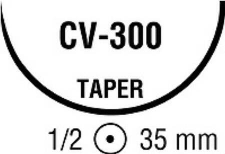 Covidien  88863274-61 Nonabsorbable Suture with Needle Ti-Cron Polyester CV-300 1/2 Circle Taper Point Needle Size 0 Braided