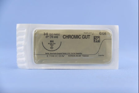 J & J Healthcare Systems  G126H Absorbable Suture with Needle Chromic Gut MH 1/2 Circle Taper Point Needle Size 3 - 0