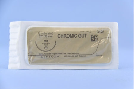 J & J Healthcare Systems  G128H Absorbable Suture with Needle Chromic Gut MH 1/2 Circle Taper Point Needle Size 0