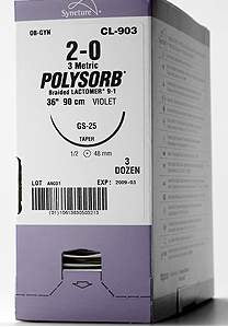 Covidien  L-112 Absorbable Suture without Needle Polysorb Polyester Braided Size 3-0