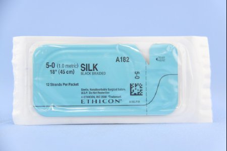 J & J Healthcare Systems  A182H Nonabsorbable Suture without Needle Perma - Hand SUTUPAK Silk Braided Size 5-0