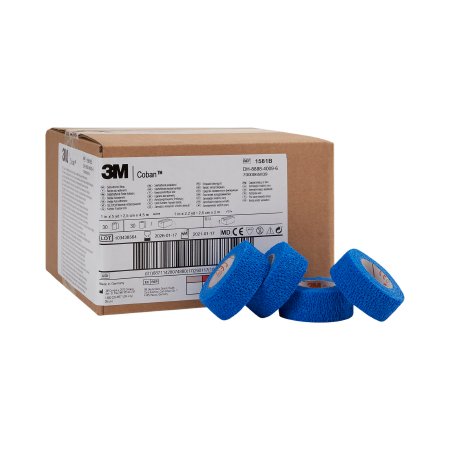 3M  1581B Cohesive Bandage 3M Coban 1 Inch X 5 Yard Self-Adherent Closure Blue NonSterile Standard Compression