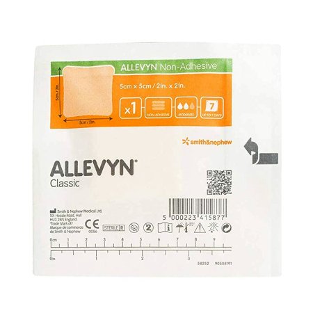 Smith & Nephew  66027643 Foam Dressing Allevyn 2 X 2 Inch Without Border Film Backing Nonadhesive Square Sterile