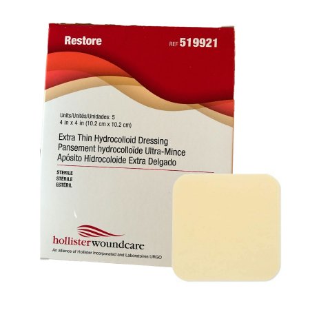 Hollister  519921 Thin Hydrocolloid Dressing Restore Extra Thin 4 X 4 Inch Square