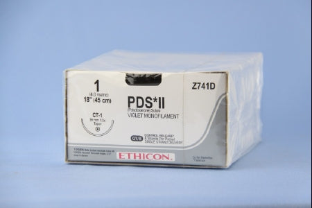 J & J Healthcare Systems  Z741D Absorbable Suture with Needle PDS II Polydioxanone CT-1 1/2 Circle Taper Point Needle Size 1 Monofilament