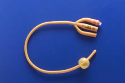 Teleflex LLC  183405160 Foley Catheter Rusch Gold 3-Way Standard Tip 5 cc Balloon 16 Fr. Silicone Coated Latex