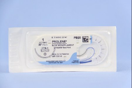 J & J Healthcare Systems  PB20H Nonabsorbable Suture with Needle Prolene Polypropylene CTB-1 1/2 Circle Blunt Point Needle Size 1 Monofilament