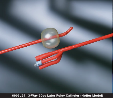 Bard  6003L22 Foley Catheter Bard Lubricath 3-Way Standard Tip 30 cc Balloon 22 Fr. Hydrophilic Polymer Coated Latex