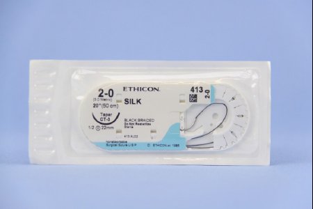 J & J Healthcare Systems  413H Nonabsorbable Suture with Needle Perma-Hand Silk CT-3 1/2 Circle Taper Point Needle Size 2 - 0 Braided