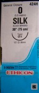 J & J Healthcare Systems  424H Nonabsorbable Suture with Needle Perma-Hand Silk CT-1 1/2 Circle Taper Point Needle Size 0 Braided