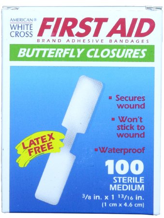 Dukal  1975033 Skin Closure Strip First Aid Brand 3/8 X 1-13/16 Inch Nonwoven Material Butterfly Closure White