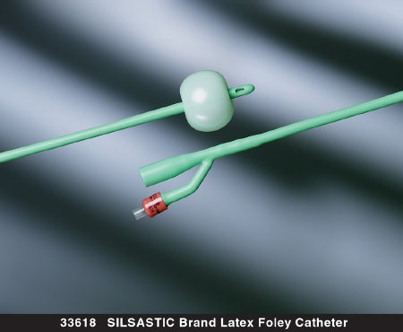 Bard  33618 Foley Catheter Silastic 2-Way Round Tip 5 cc Balloon 18 Fr. Silicone Coated Latex