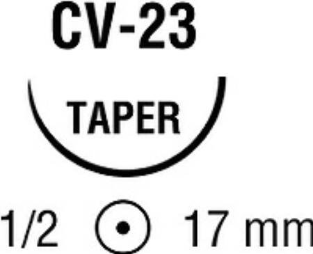 Covidien  GL-47-MG Absorbable Suture with Needle Polysorb Polyester CV-23 1/2 Circle Taper Point Needle Size 3 - 0 Braided