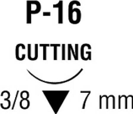 Covidien  SN-1647 Nonabsorbable Suture with Needle Monosof~Dermalon Nylon P-16 3/8 Circle Precision Reverse Cutting Needle Size 7 - 0 Monofilament