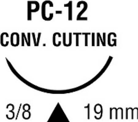 Covidien  SN-1995 Nonabsorbable Suture with Needle Monosof~Dermalon Nylon PC-12 3/8 Circle Conventional Cutting Needle Size 5 - 0 Monofilament