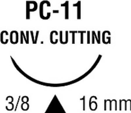 Covidien  SN-3965 Nonabsorbable Suture with Needle Monosof~Dermalon Nylon PC-11 3/8 Circle Precision Conventional Cutting Needle Size 5 - 0 Monofilament