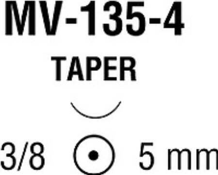 Covidien  N-2546 Nonabsorbable Suture with Needle Monosof~Dermalon Nylon MV-135-4 3/8 Circle Taper Point Needle Size 9 - 0 Monofilament