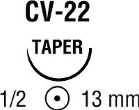 Covidien  GL-44-MG Absorbable Suture with Needle Polysorb Polyester CV-22 1/2 Circle Taper Point Needle Size 4 - 0 Braided