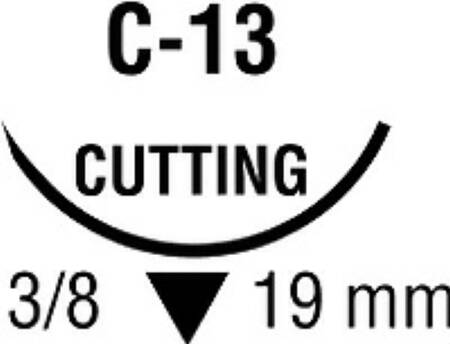 Covidien  SG-636 Absorbable Suture with Needle Chromic Gut C-13 3/8 Circle Reverse Cutting Needle Size 3 - 0