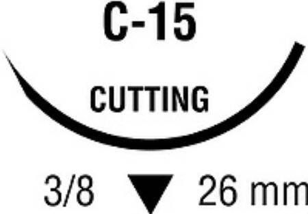 Covidien  SN-664G Nonabsorbable Suture with Needle Monosof~Dermalon Nylon C-15 3/8 Circle Reverse Cutting Needle Size 2 - 0 Monofilament