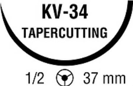 Covidien  CP-844 Nonabsorbable Suture with Needle Surgipro Polypropylene KV-34 1/2 Circle Taper Cutting Needle Size 0 Monofilament