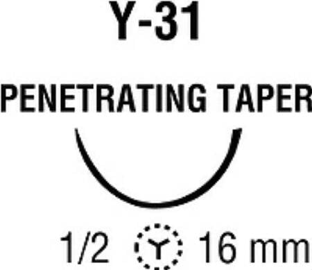 Covidien  88862880-51 Nonabsorbable Suture with Needle Ti-Cron Polyester Y-31 1/2 Circle Taper Point Needle Size 2 - 0 Braided