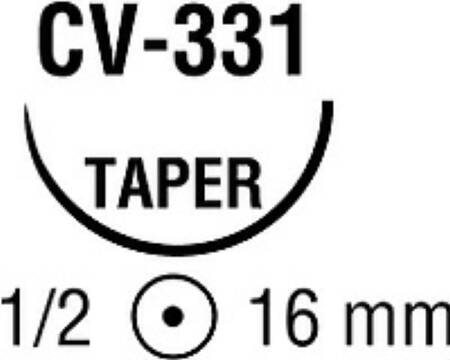 Covidien  88863186-41 Nonabsorbable Suture with Needle Ti-Cron Polyester CV-331 1/2 Circle Taper Point Needle Size 3 - 0 Braided