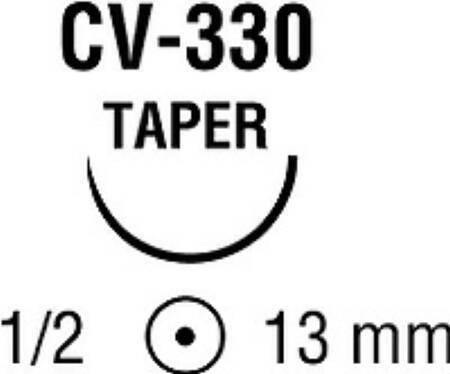 Covidien  88863249-31 Nonabsorbable Suture with Needle Ti-Cron Polyester CV-330 1/2 Circle Taper Point Needle Size 4 - 0 Braided