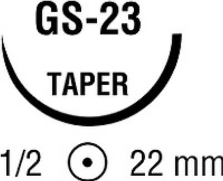 Covidien  88863257-62 Nonabsorbable Suture with Needle Ti-Cron Polyester GS -23 1/2 Circle Taper Point Needle Size 0 Braided