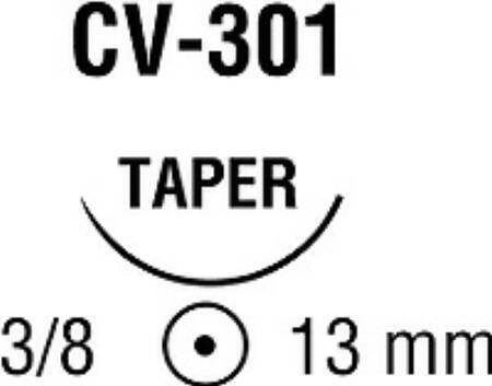 Covidien  88863314-31 Nonabsorbable Suture with Needle Ti-Cron Polyester CV-301 3/8 Circle Taper Point Needle Size 4 - 0 Braided