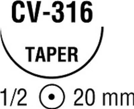 Covidien  88863369-51 Nonabsorbable Suture with Needle Ti-Cron Polyester CV-316 1/2 Circle Taper Point Needle Size 2 - 0 Braided