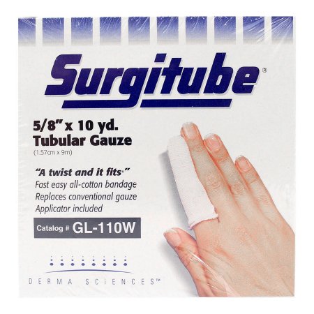 Gentell  GL110W Tubular Retainer Dressing Surgitube Cotton 5/8 Inch X 10 Yard Size 1 White Small Finger / Toe NonSterile