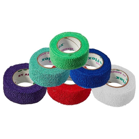 Andover Coated Products  3150RB-048 Cohesive Bandage CoFlex 1-1/2 Inch X 5 Yard Self-Adherent Closure Teal / Blue / White / Purple / Red / Green NonSterile 14 lbs. Tensile Strength