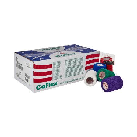 Andover Coated Products  3300RB-024 Cohesive Bandage CoFlex 3 Inch X 5 Yard Self-Adherent Closure Teal / Blue / White / Purple / Red / Green NonSterile 14 lbs. Tensile Strength